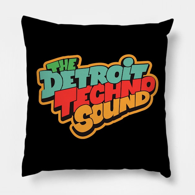 The Detroit Techno Sound  - Awesome Detroit Techno Typography Pillow by Boogosh