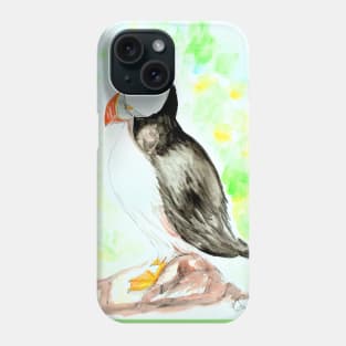 Puffin Watercolour Painting Phone Case