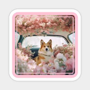 Cuteness Overload Dog With Flowers Magnet