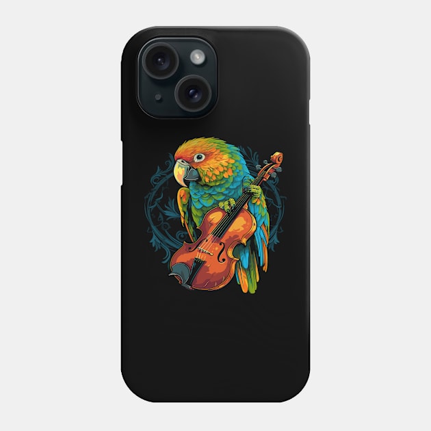 Parakeet Playing Violin Phone Case by JH Mart