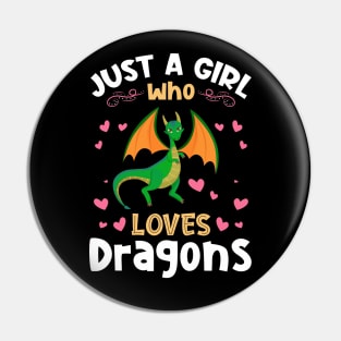 Just a Girl who Loves Dragons Gift Pin