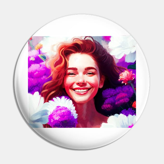 Woman happy portrait with flowers Pin by astronauticarte