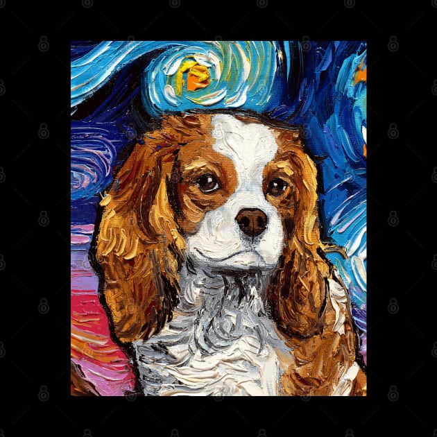 Blenheim Cavalier King Charles Spaniel Night (Portrait) by sagittariusgallery