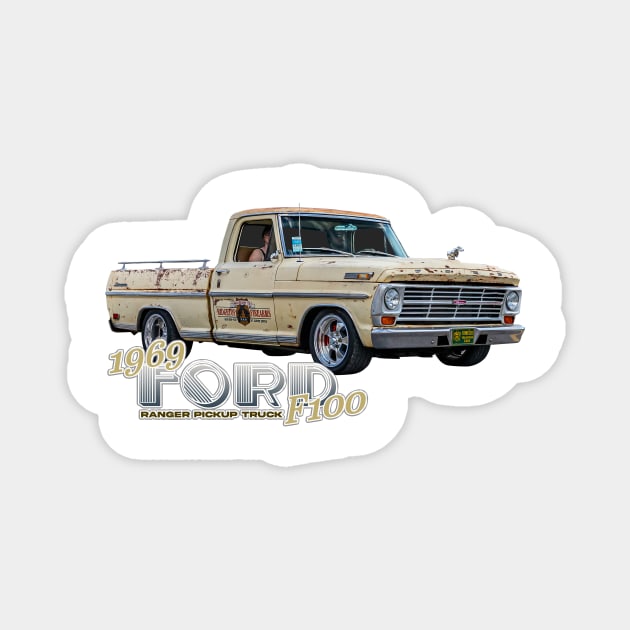 Old 1969 Ford F100 Ranger Pickup Truck Magnet by Gestalt Imagery