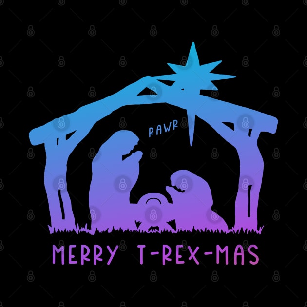 Christmas Cheer: Merry T-Rex-Mas (blue-purple text) by Ofeefee