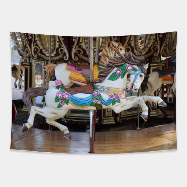 Vintage Carousel Horse galloping Tapestry by Christine aka stine1