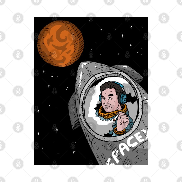 Elon Musk Rides SpaceX Starship To Mars Fan Artwork Black Background by AstroGearStore