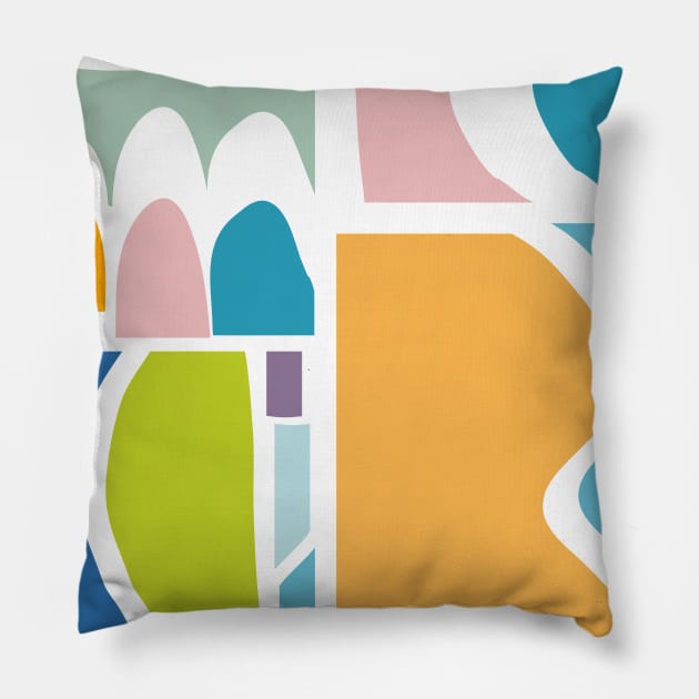 Colorful Abstract Paper Cut-Out Shapes Pillow by ApricotBirch