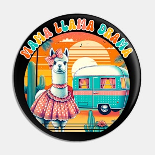 Funny Mama Llama Drama Alpaca Design Pin