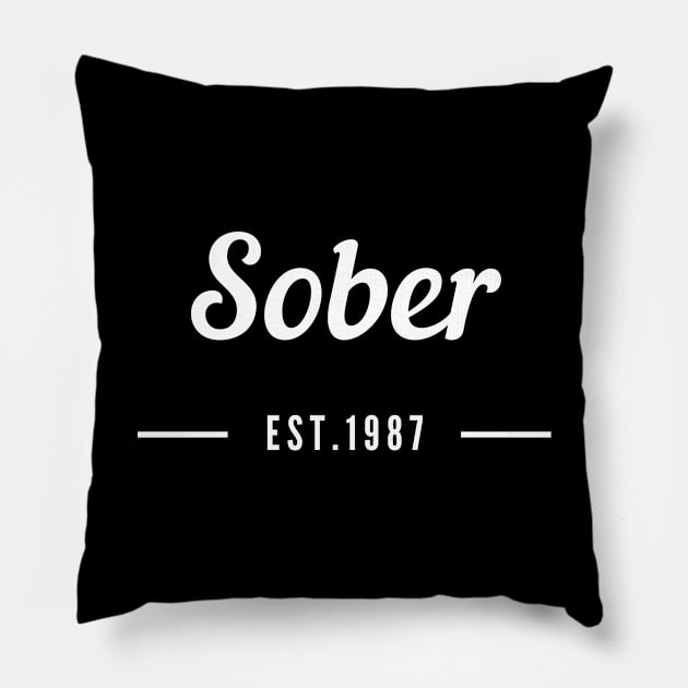 Sober Since 1987 - 12 Step Addict Alcoholic Pillow by RecoveryTees
