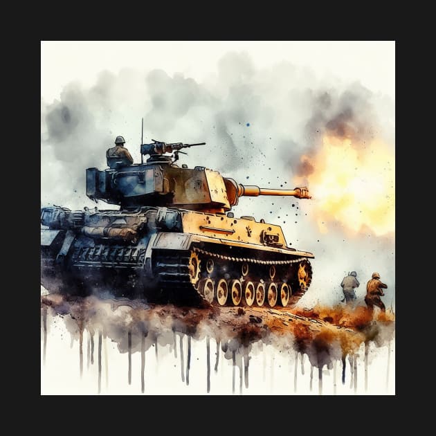 Fantasy illustration of a tank in battle by WelshDesigns