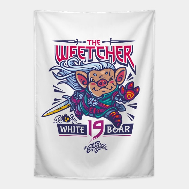 The Weetcher: White Boar Tapestry by fonch
