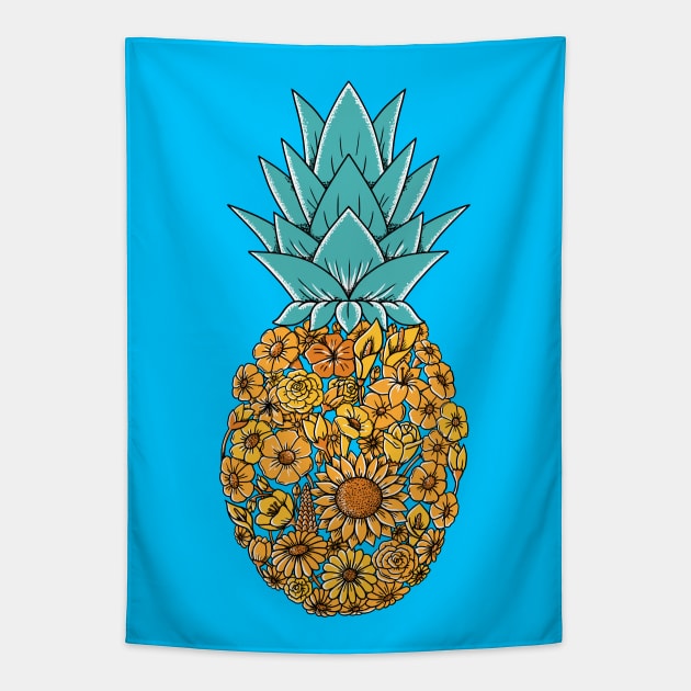 Pineapple Floral Tapestry by coffeeman