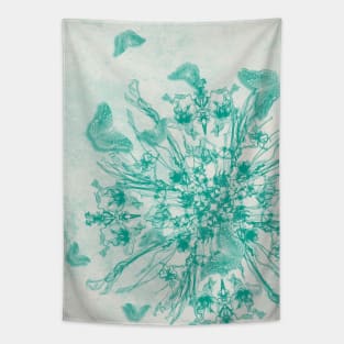 teal bouquet and butterflies Tapestry