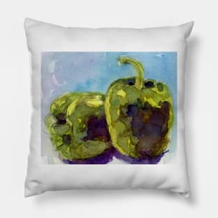 Green Peppers Kitchen Art Pillow