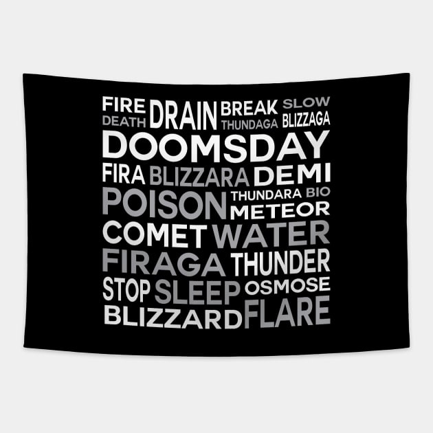 Black Magic Spells Word Cloud Final Fantasy IX Version Tapestry by inotyler