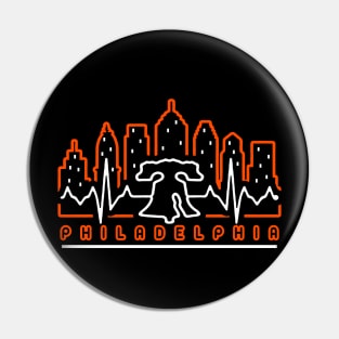 Philadelphia Orange and Black EKG Heartbeat Philly Fan Favorite Pin