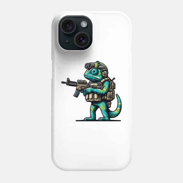 Tactical Cameleon Mastery Tee: Where Style Meets Stealth Phone Case by Rawlifegraphic