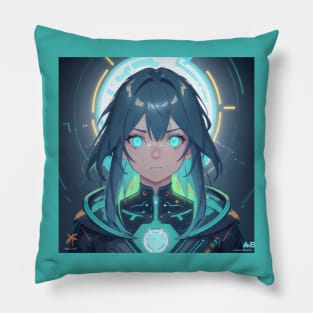 Cyberpunk Female Astronaut Pillow