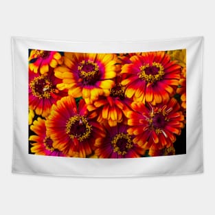 Beautiful Yellow And Red Zinnias Tapestry