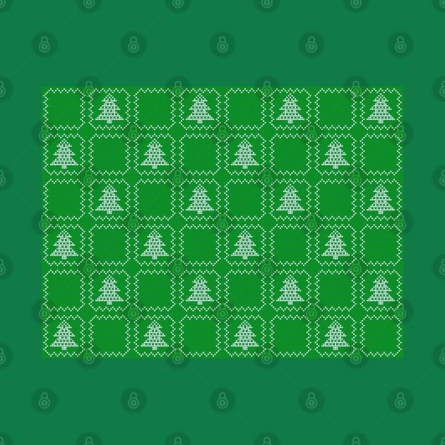 Cozy Christmas ugly sweater green checkered pattern by Cute-Design