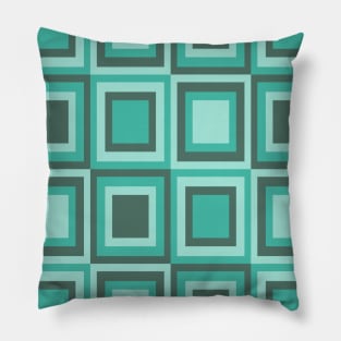 Sixties and seventies geometric pattern in green tones Pillow