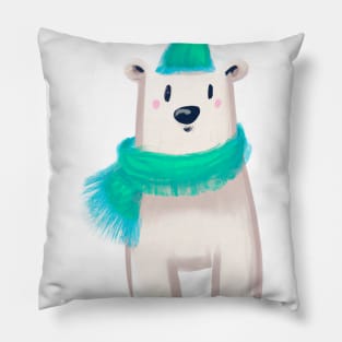 Cute Polar Bear Drawing Pillow