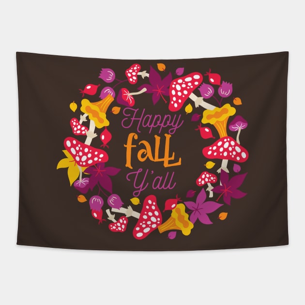 Happy Fall Y'all Thanksgiving Autumn Season Tapestry by lucidghost