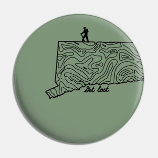 Get Lost Hiking Topographic Art Hike Connecticut State Map Pin