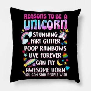 Reasons To Be A Unicorn Pillow