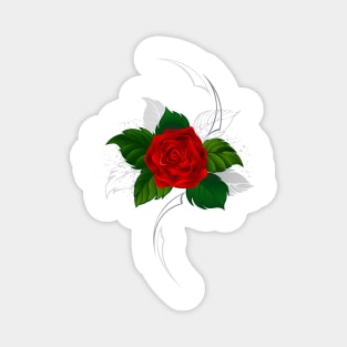 Blooming red rose ( Tattoo style ) Magnet