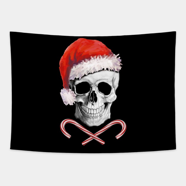 Skull christmas humor sweater Tapestry by Collagedream