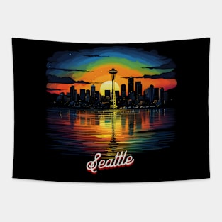 Seattle sunset Tapestry