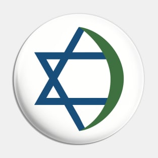 Combination of Star of David with Crescent religious symbols in flat design icon Pin