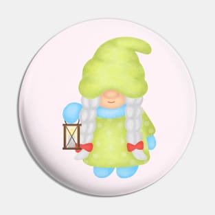 Sweet gnome walks with lantern Pin