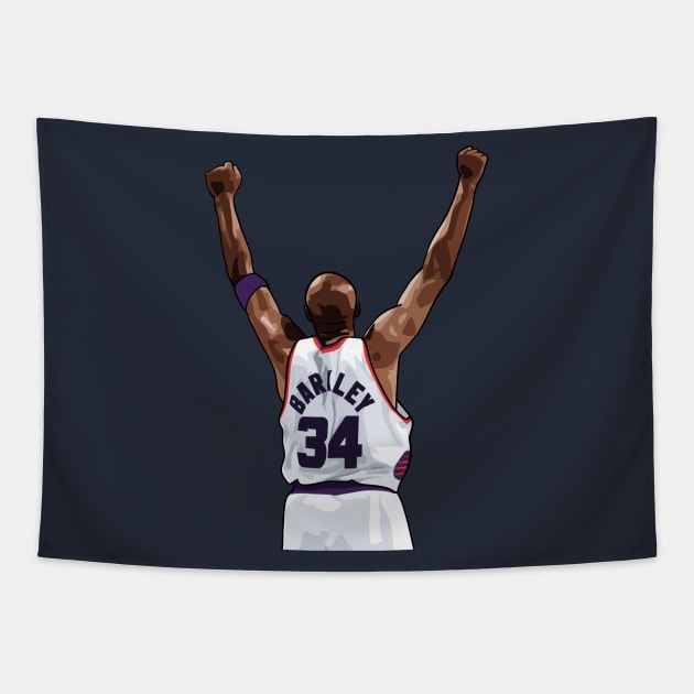 Charles Barkley Vector Back White Tapestry by qiangdade