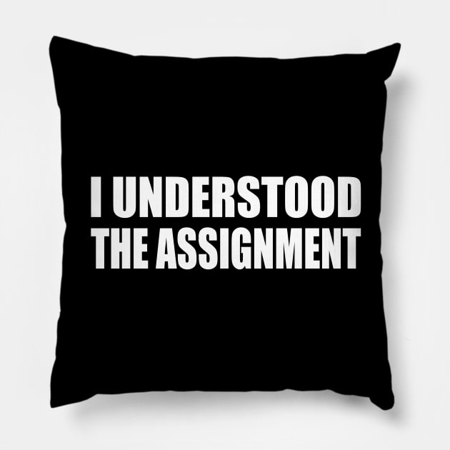 I understood the assignment Pillow by CRE4T1V1TY