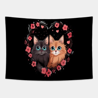 Somali Cat Couple Valentine Tapestry