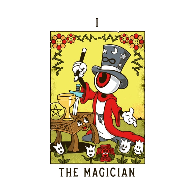 Magician - Mystical Medleys - Vintage Cartoon Tarot (White) by Mystical Medleys
