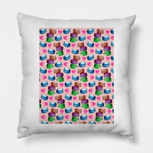 Sweet Macaron Dreams Watercolour Pink Background Pillow