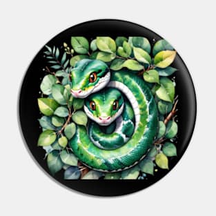 Coiled Snakes in Leaves Pin