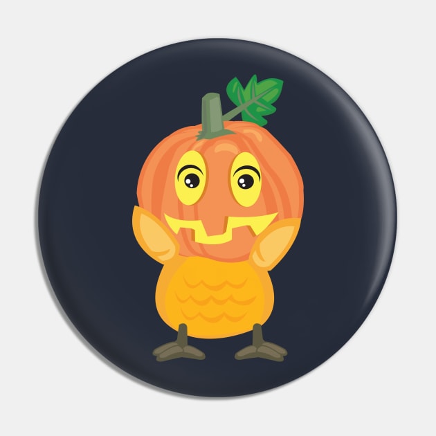 Pumpkin Owl Halloween Cute Design Pin by Uncle Fred Design