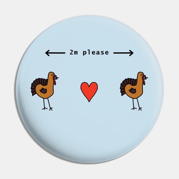 Keep Your Turkeys 2m Apart at Thanksgiving Pin by ellenhenryart