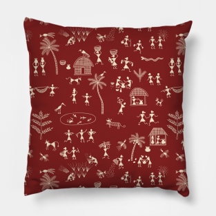 Warli art pattern Pillow