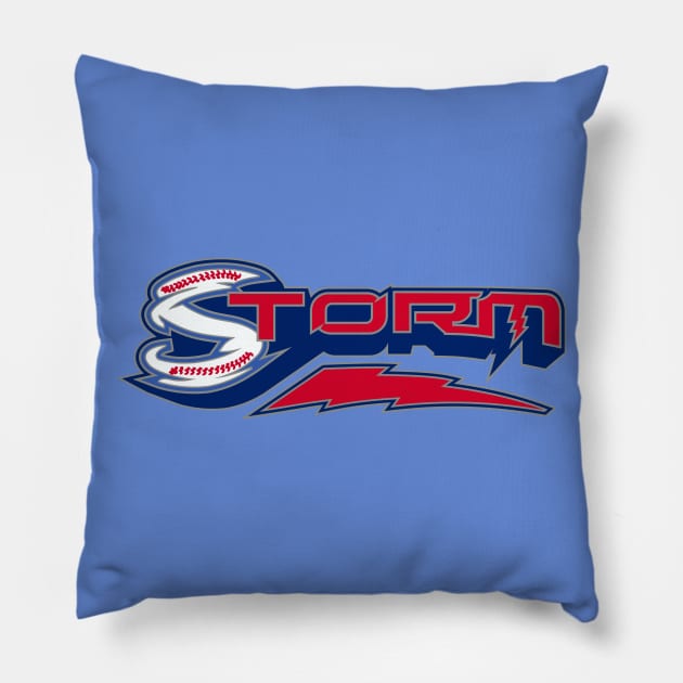 Storm Baseball Pillow by DavesTees