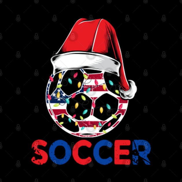 Soccer Christmas Ball Santa Hat Funny Sport Xmas by adil shop