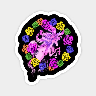 Rainbow Rose Magical Unicorn Magnet