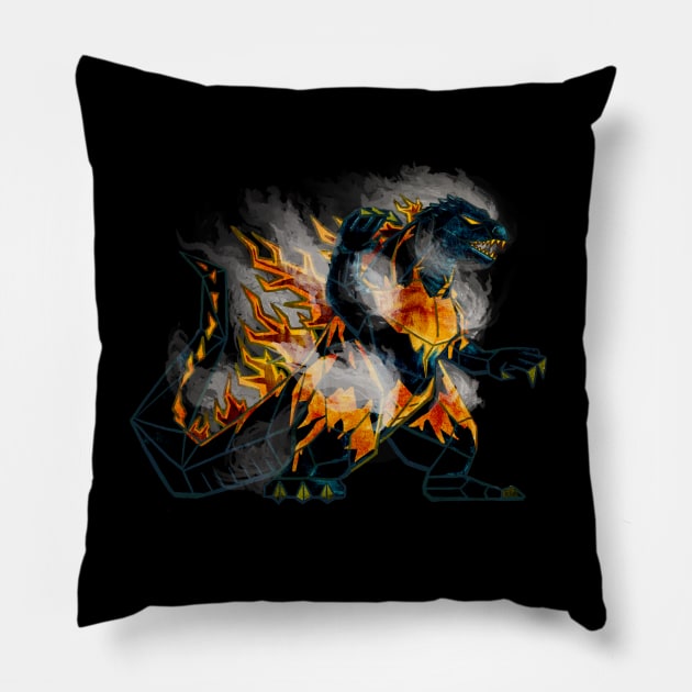 Burning Godzilla Pillow by Capt. Jack