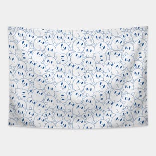 Kawaii Bunnies Blue Tapestry