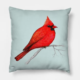 Northern cardinal pen drawing Pillow